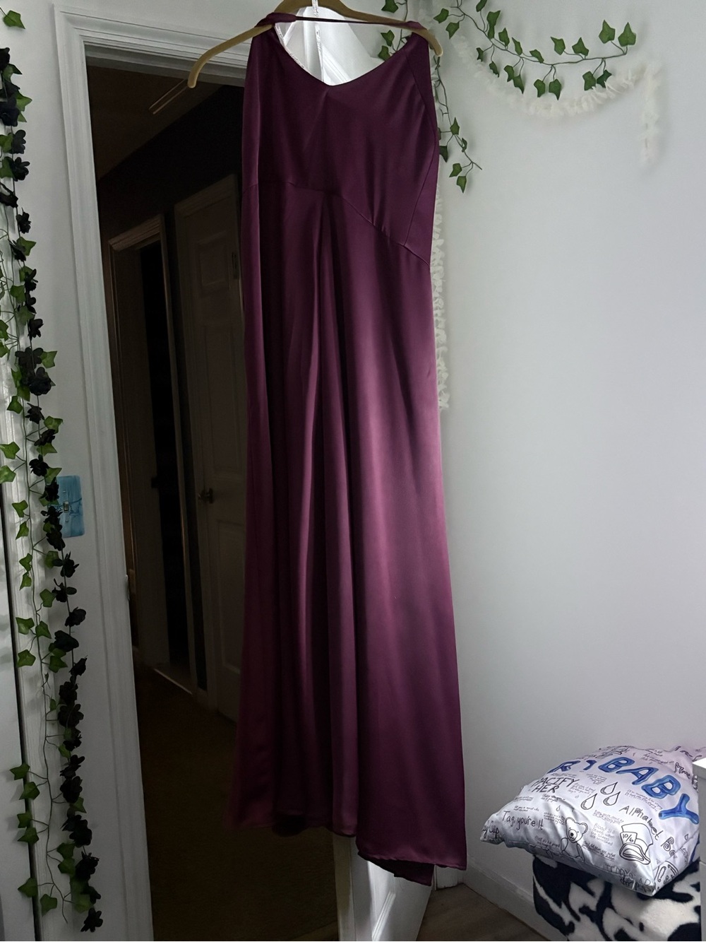Elegant Plum Satin Bridesmaid Dress